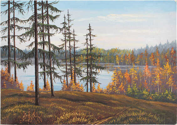 Дубовицкий Виктор Николаевич. Осень. Темные сосны на берегу